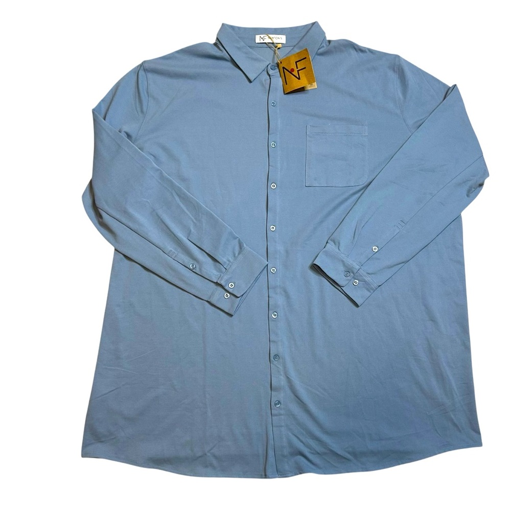 NEW Newtons First Men's Isaac Shirt Button Up Long Sleeves Big & Tall 4XLT Blue